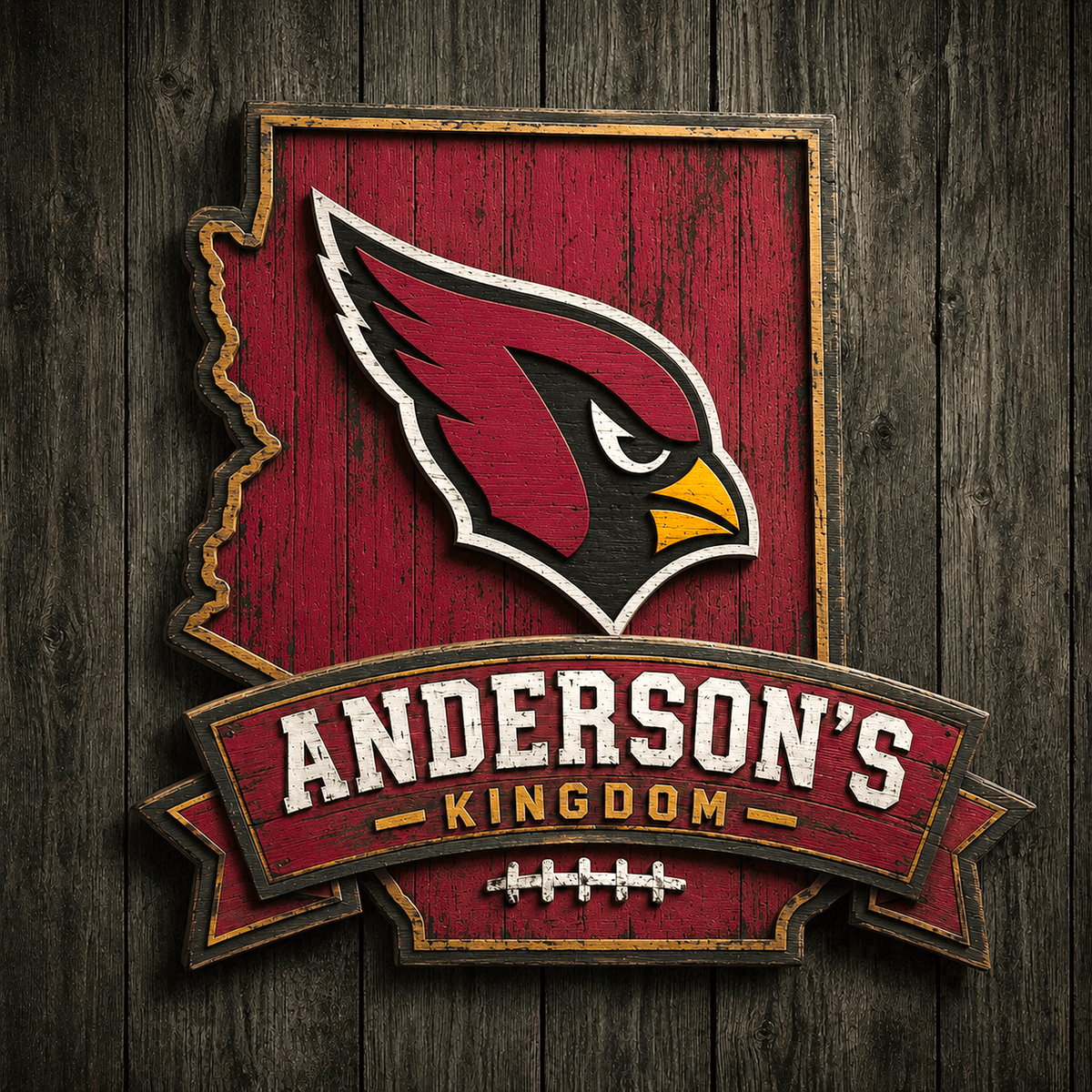 ARI x NFL Personalized Vintage Wooden Sign