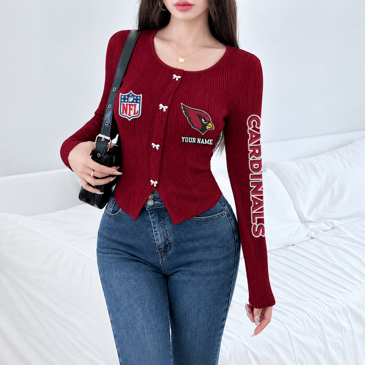 ARI x NFL Women's Long Sleeve Button Front Cardigan
