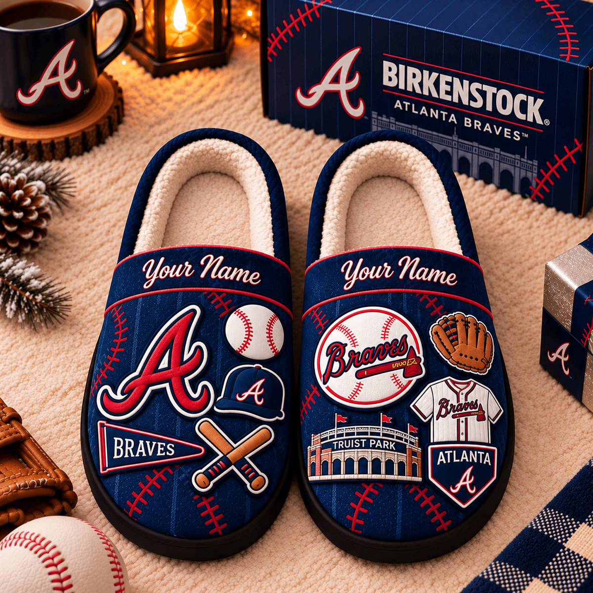 ATL x MLB Game Day Personalized Name Slipper