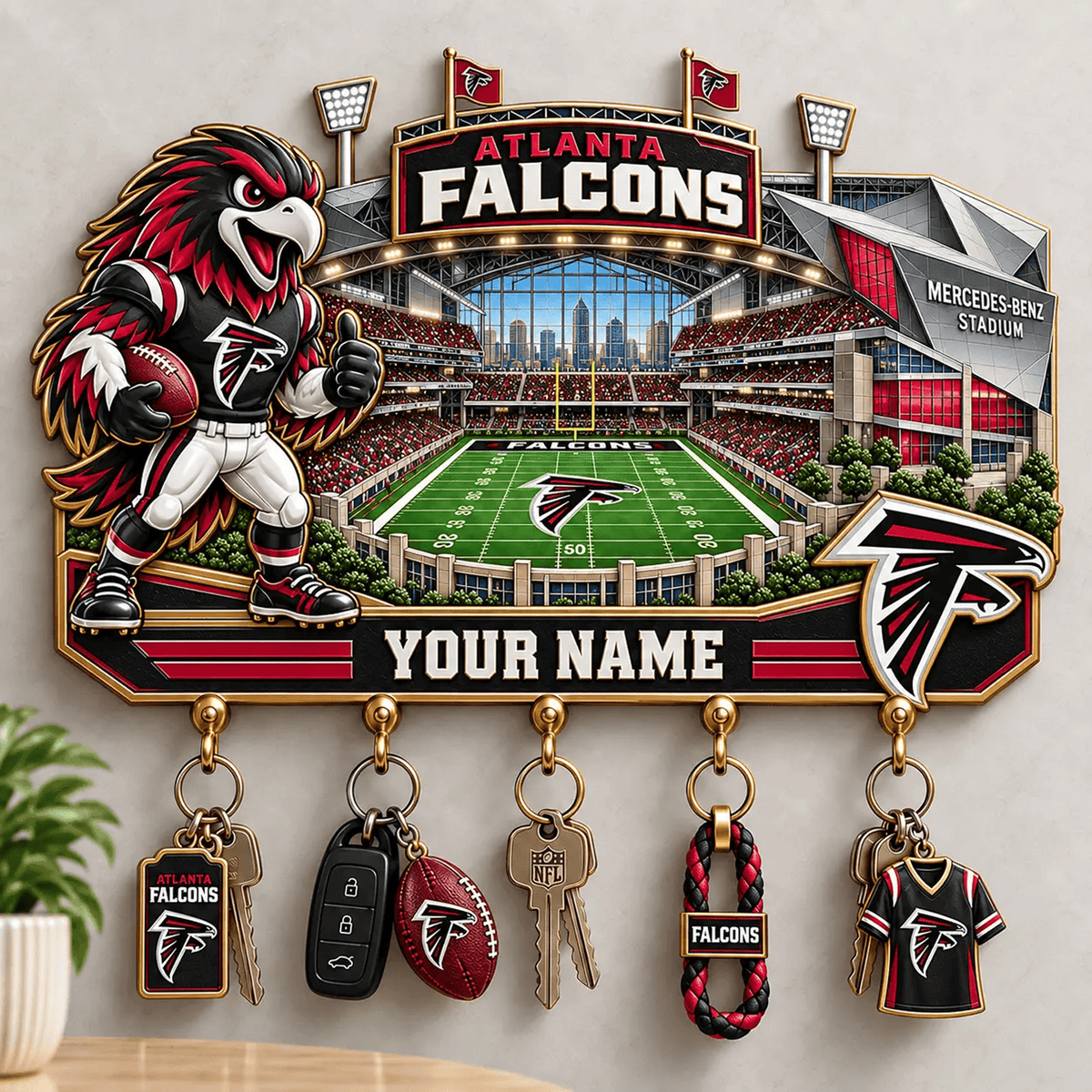 ATL x NFL New Style Wall Key Holder All Size Custom Name Gifts