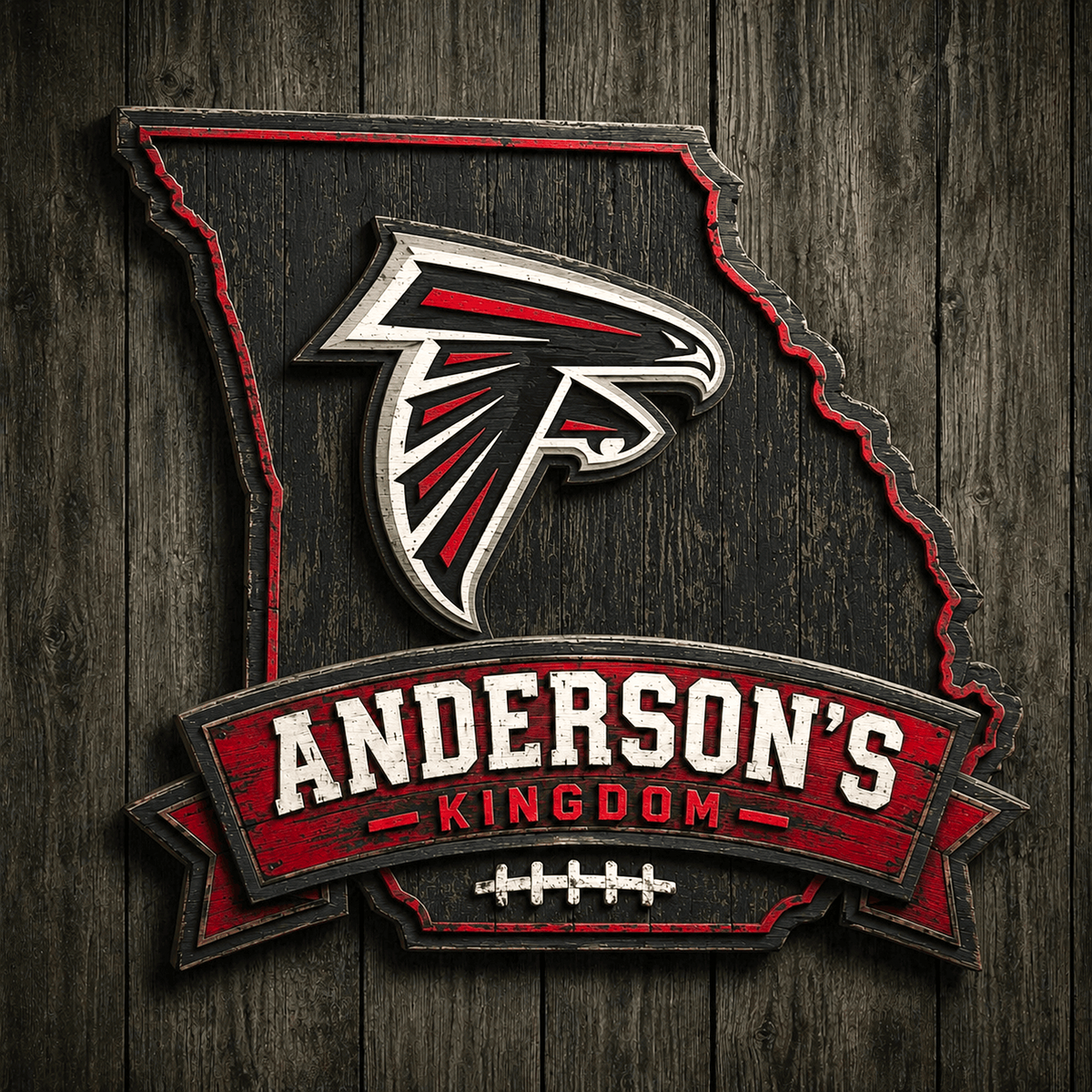 ATL x NFL Personalized Vintage Wooden Sign