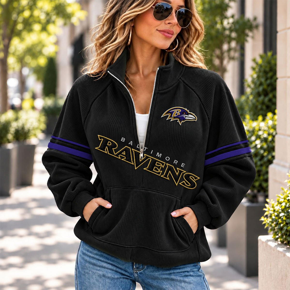 BAL x NFL Corduroy half-zip sweatshirt
