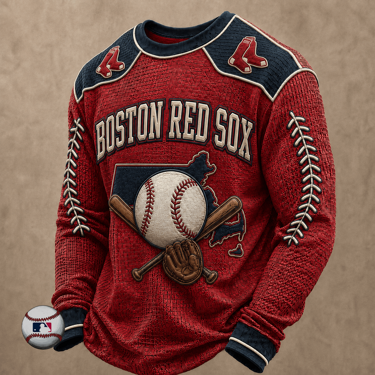 BOS x MLB Baseball Team Embroidered Crewneck Sweatshirt