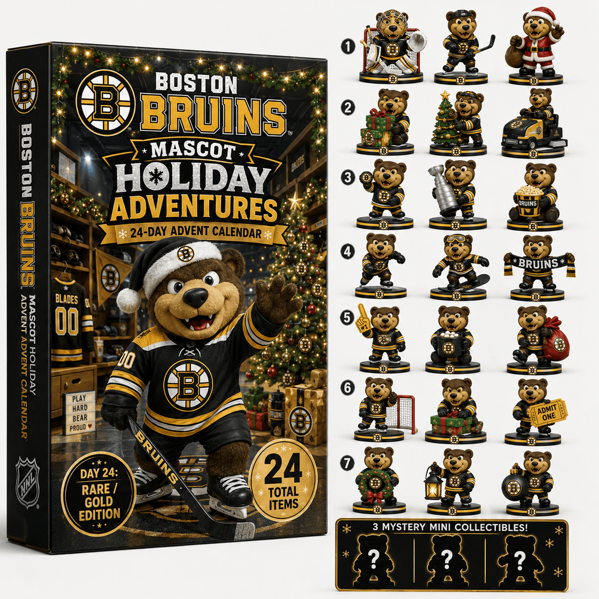 BOS x NHL Premium 24 Days Of Mascot Holiday Hockey Advent Calendar Personalized Gift For Fan Hockey Men Women - Limited Edition