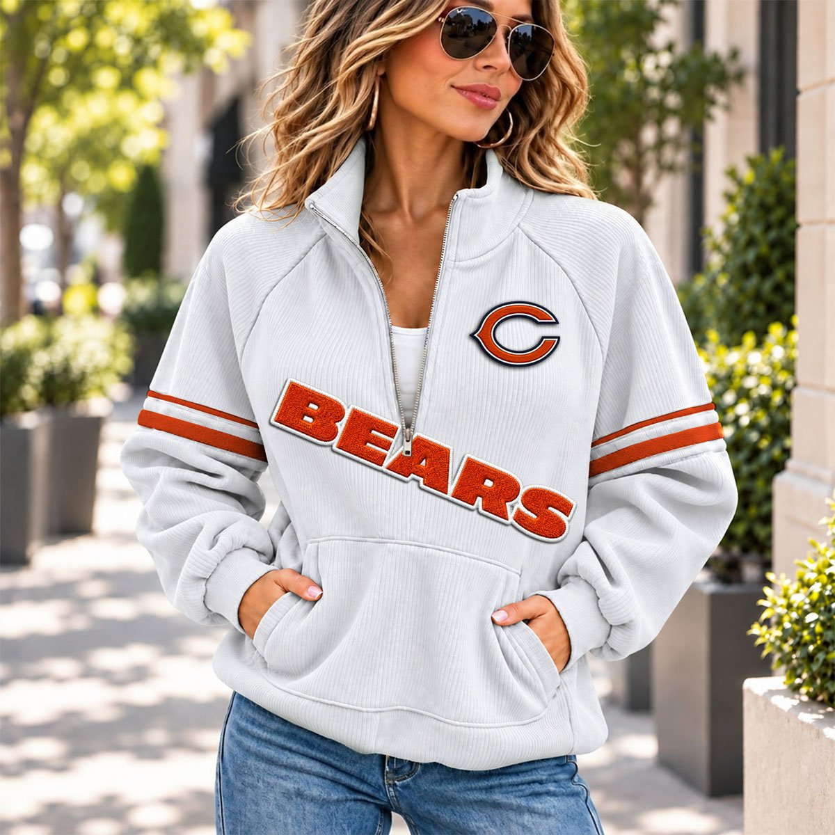CHI x NFL Corduroy half-zip sweatshirt
