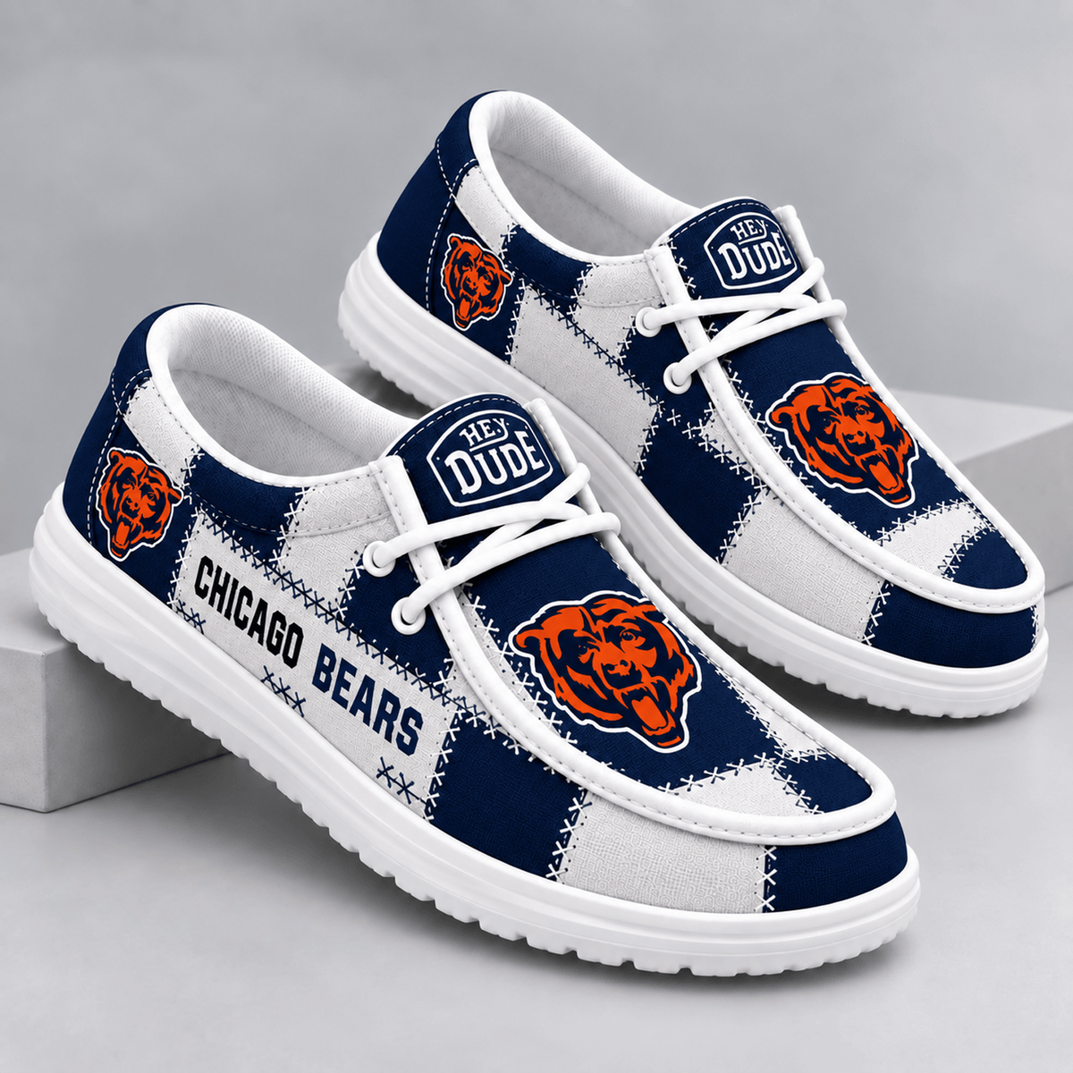 CHI x NFL Team Logo Patchwork Loafer Shoes