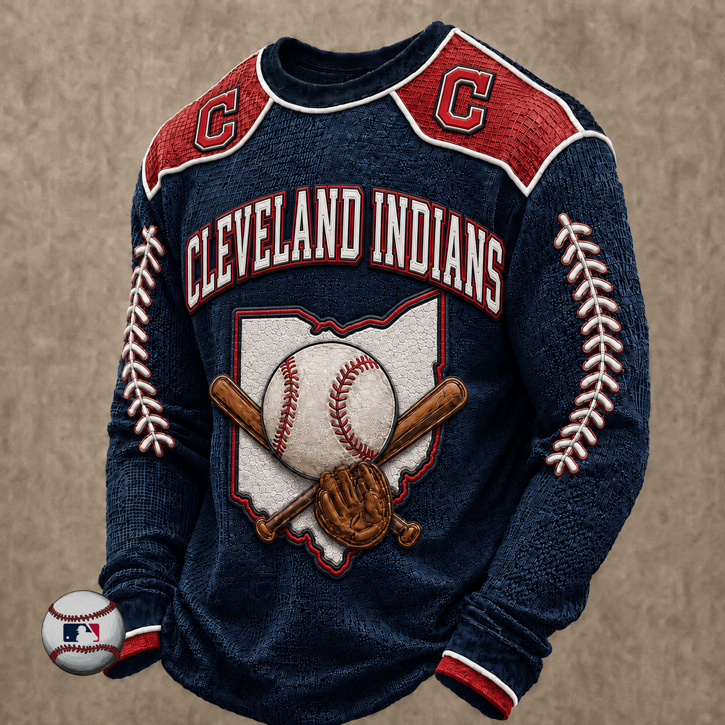 CLE x MLB Baseball Team Embroidered Crewneck Sweatshirt