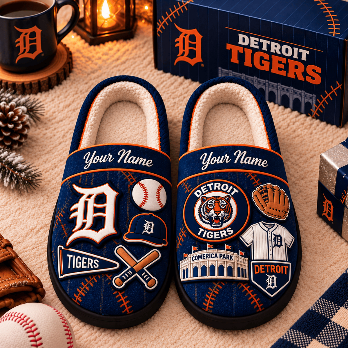 DET x MLB Game Day Personalized Name Slipper