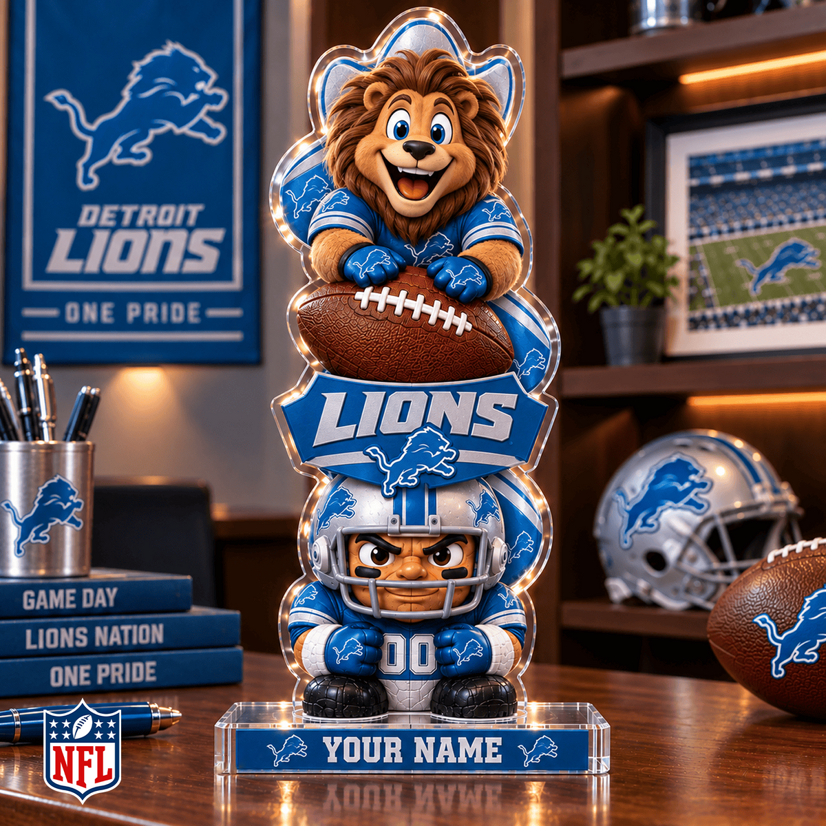 DET x NFL Christmas KICKOFF Personalized Acrylic Block Plaque