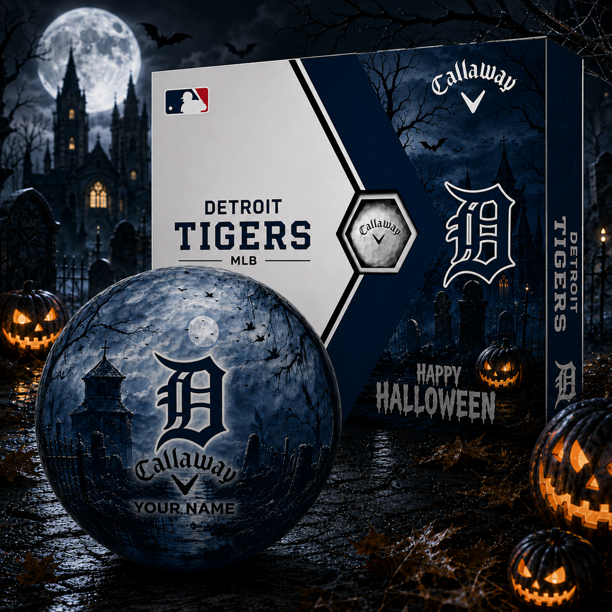 Exclusive MLB x DET Halloween V1 Personalized Name Golf Ball