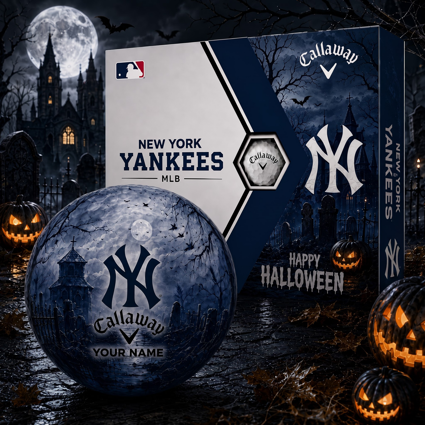 Exclusive MLB x NYY Halloween V1 Personalized Name Golf Ball