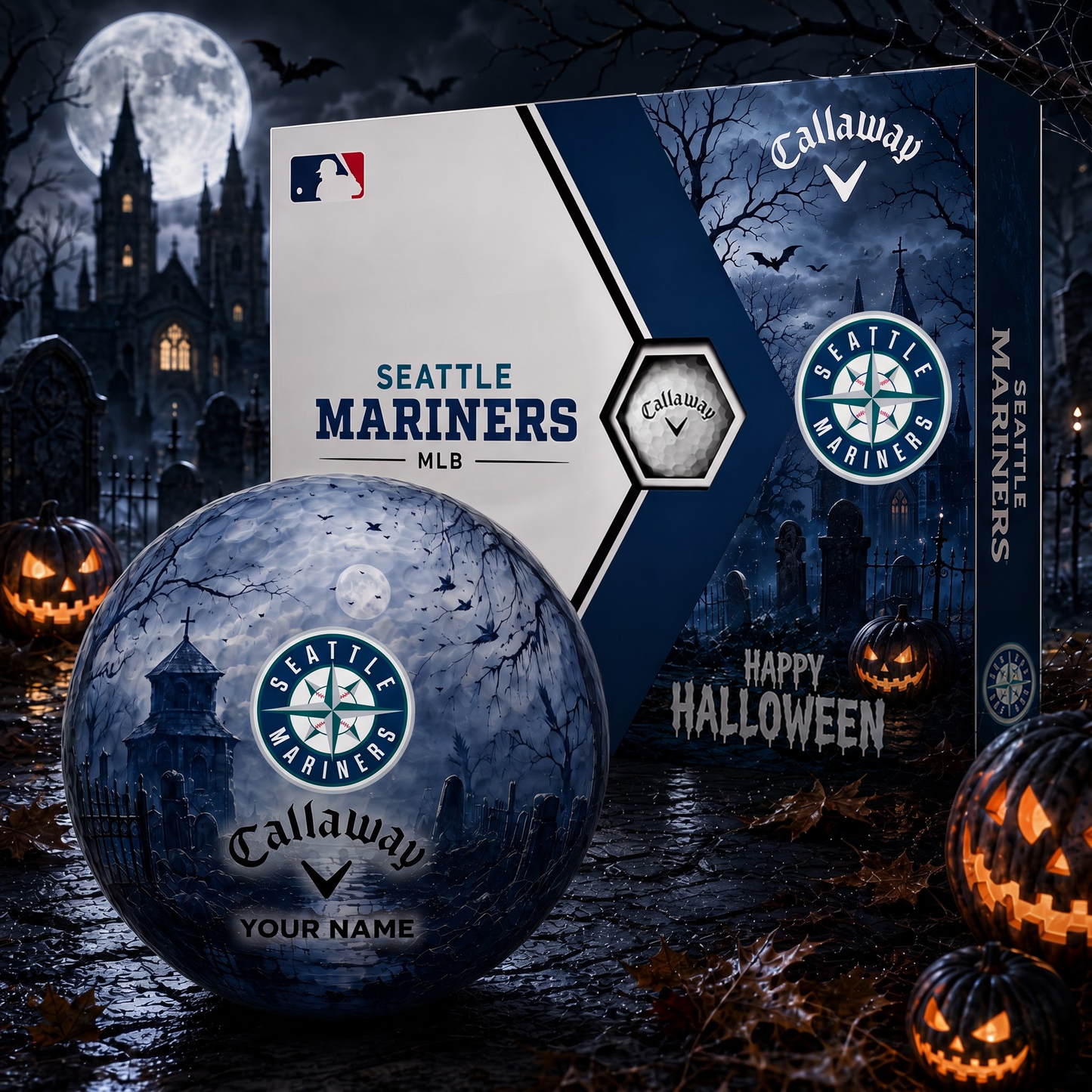 Exclusive MLB x SEA Halloween V1 Personalized Name Golf Ball