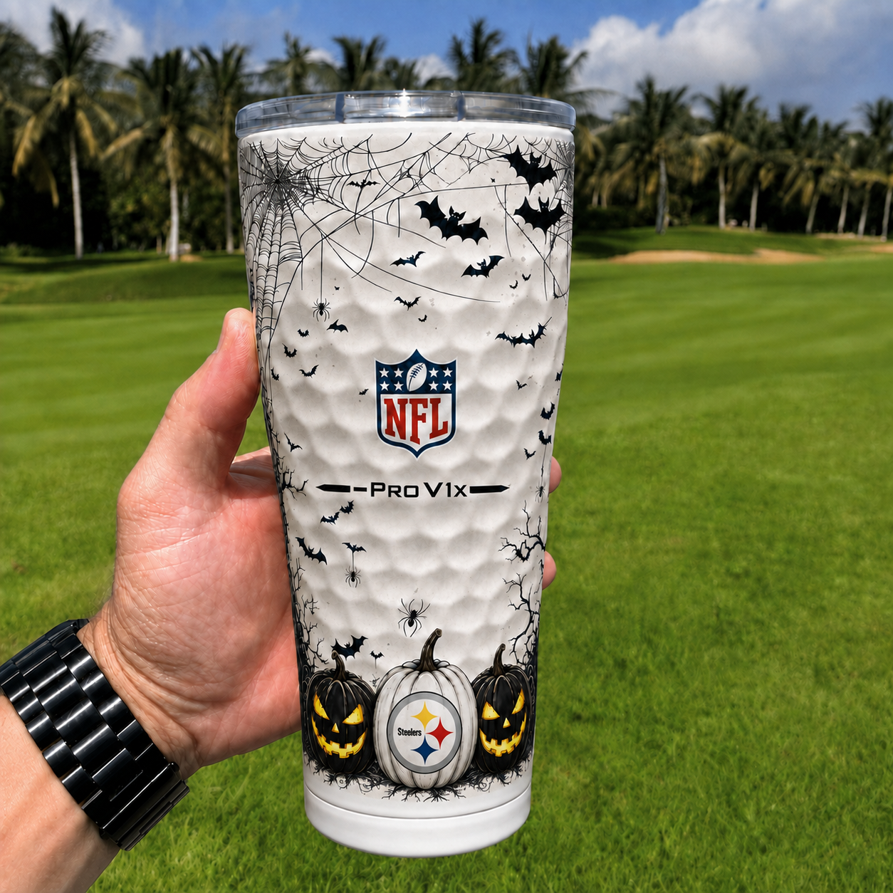 Exclusive NFL x PIT Halloween V2 Monogram Golf Tumbler