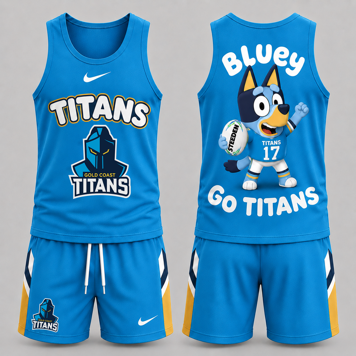 GCT Premium NRL Game Day Cartoon Character Sleeveless Tank Top & Shorts Set