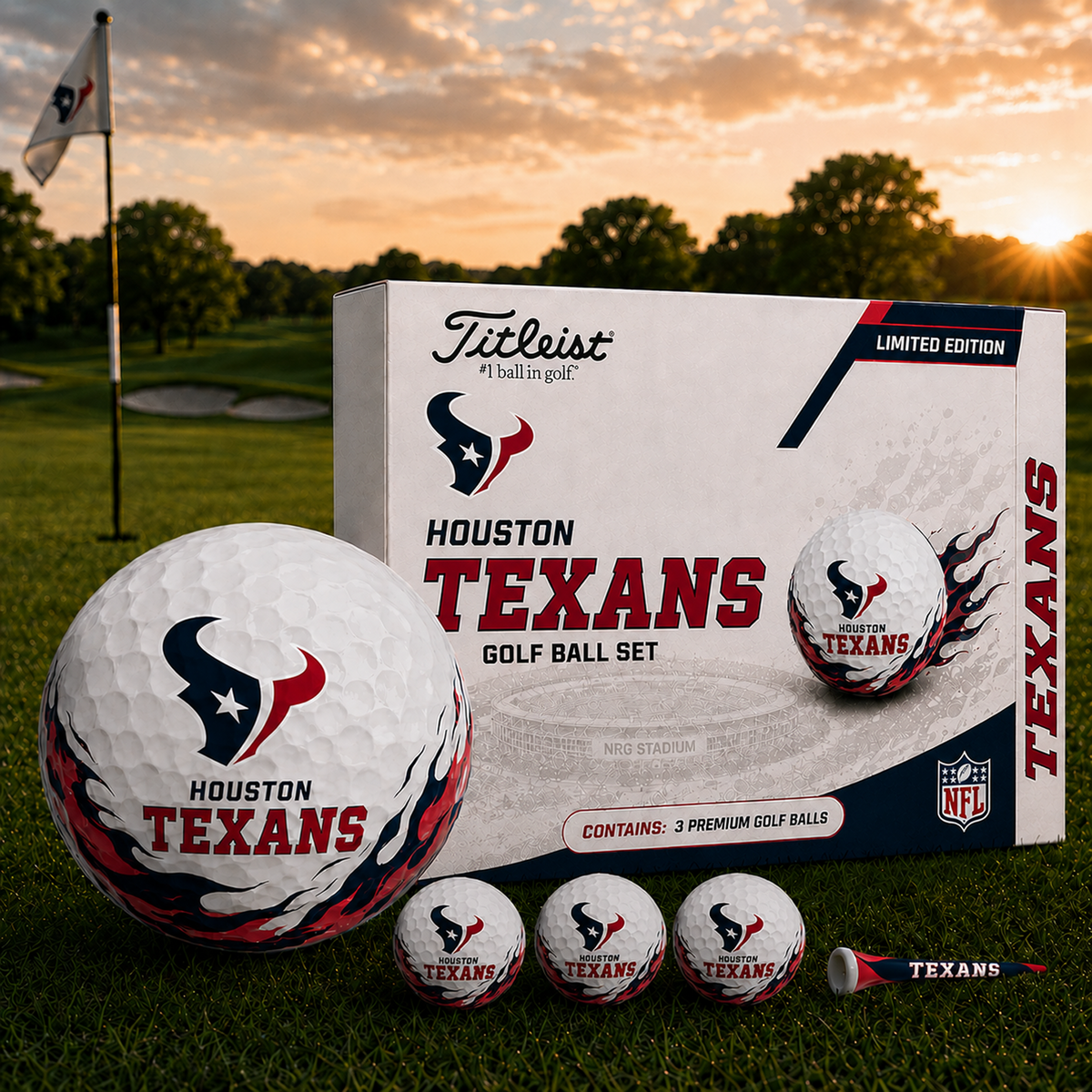 HOU x NFL Inspired Golf Ball Set – 3 Premium Golf Balls
