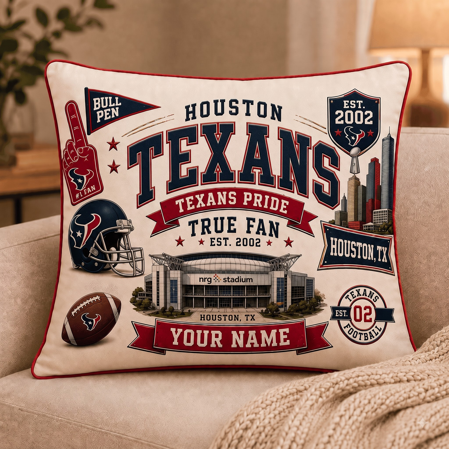 HT x NFL Premium Vintage Pillow Case Personalized Gift For True Fan