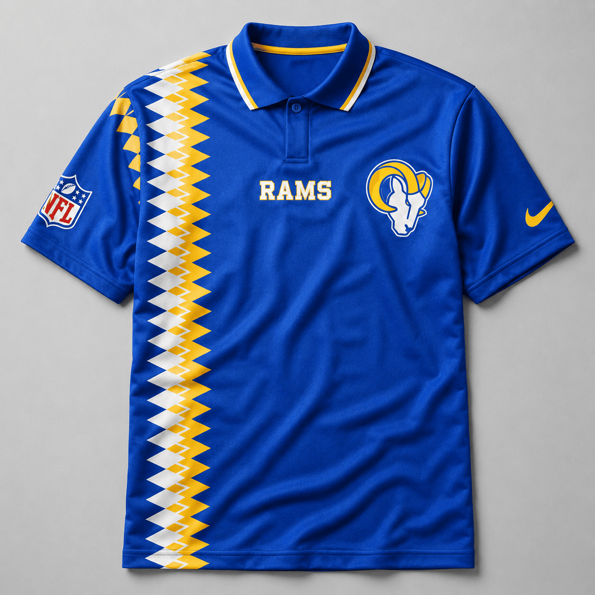 LAR Premium NFL Men’s Sporty Zigzag Stripe Polo Shirt