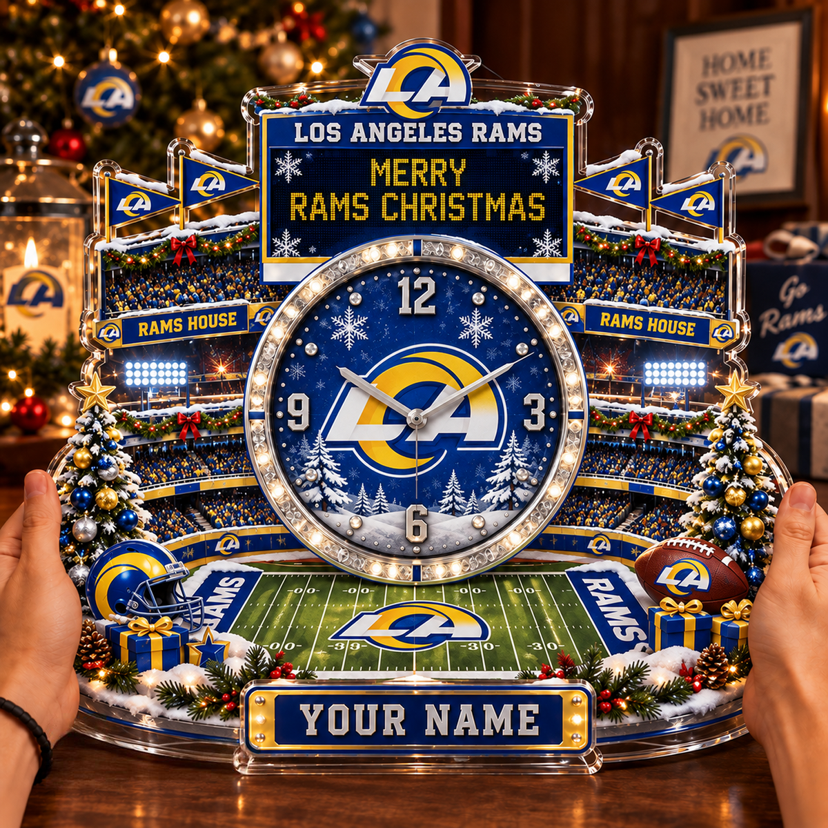 LAR x NFL Christmas KICKOFF Personalized Acrylic Hanging Wall Clock – Premium Limited Edition Gift for Men, Women & Football Fans