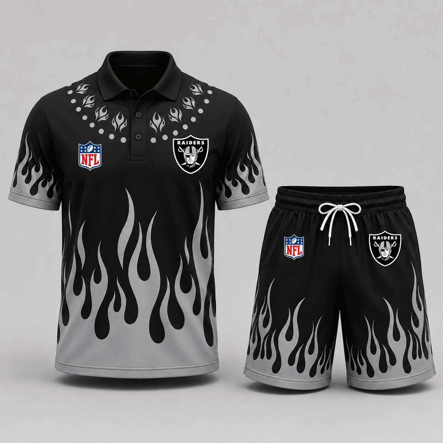 LV Premium NFL Flame Performance Polo Shirt & Shorts Set