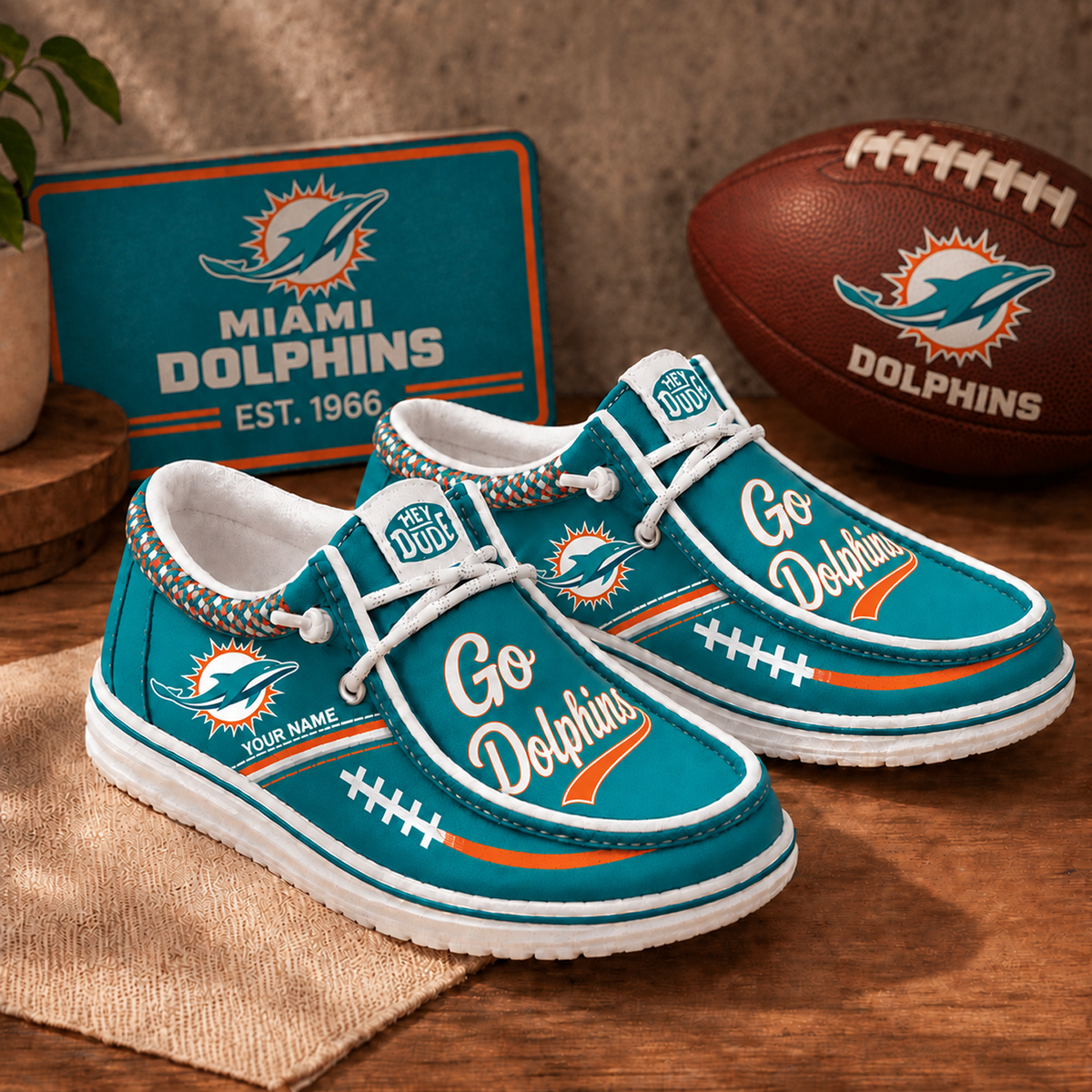 MIA x NFL Personalized New Style Hey Dude Shoes