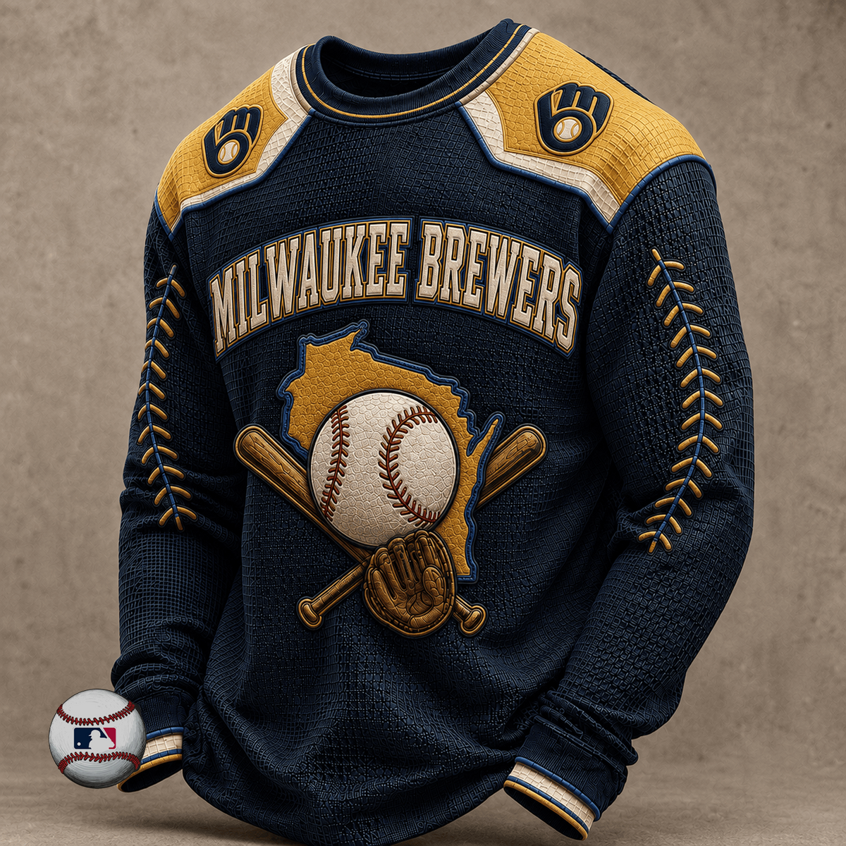 MIL x MLB Baseball Team Embroidered Crewneck Sweatshirt
