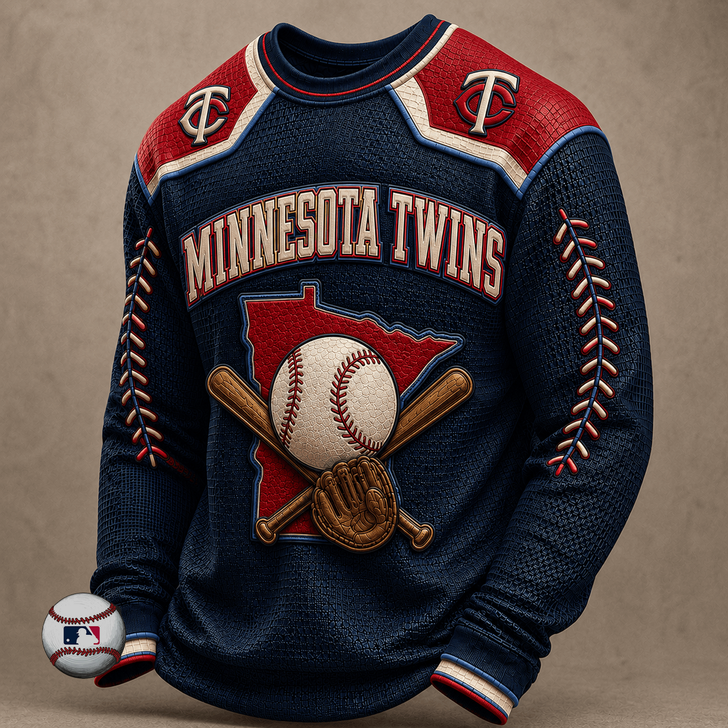 MIN x MLB Baseball Team Embroidered Crewneck Sweatshirt