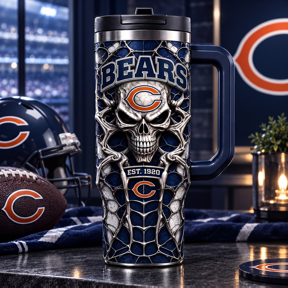 NFL x CHI Skull 40oz Tumbler With Straw