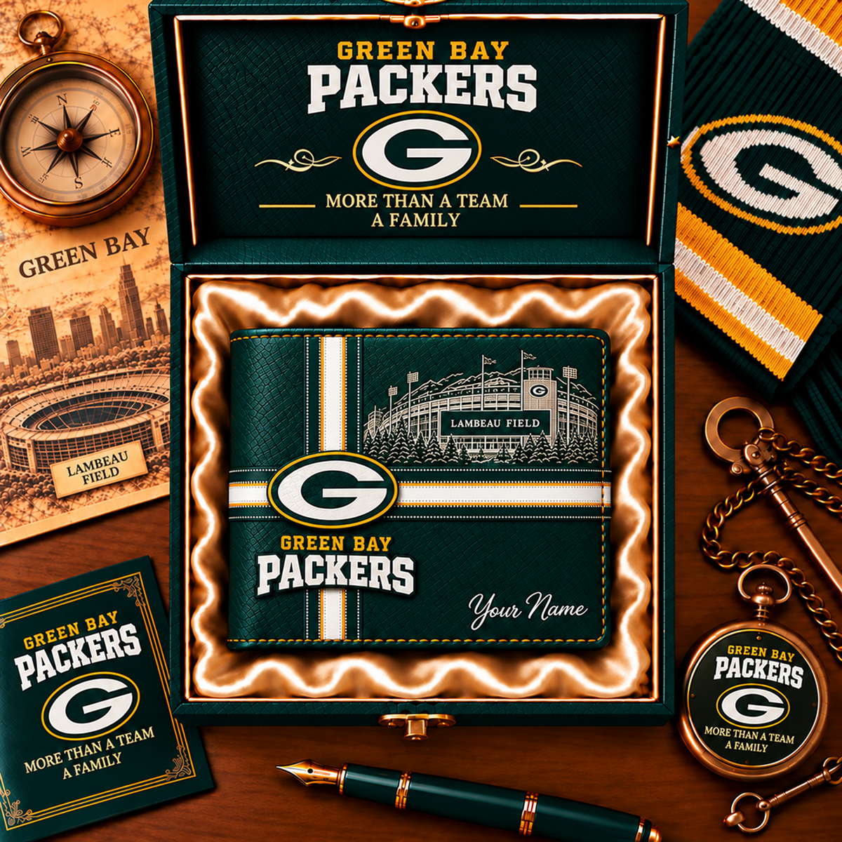 NFL x GB Custom Name Leather Wallet