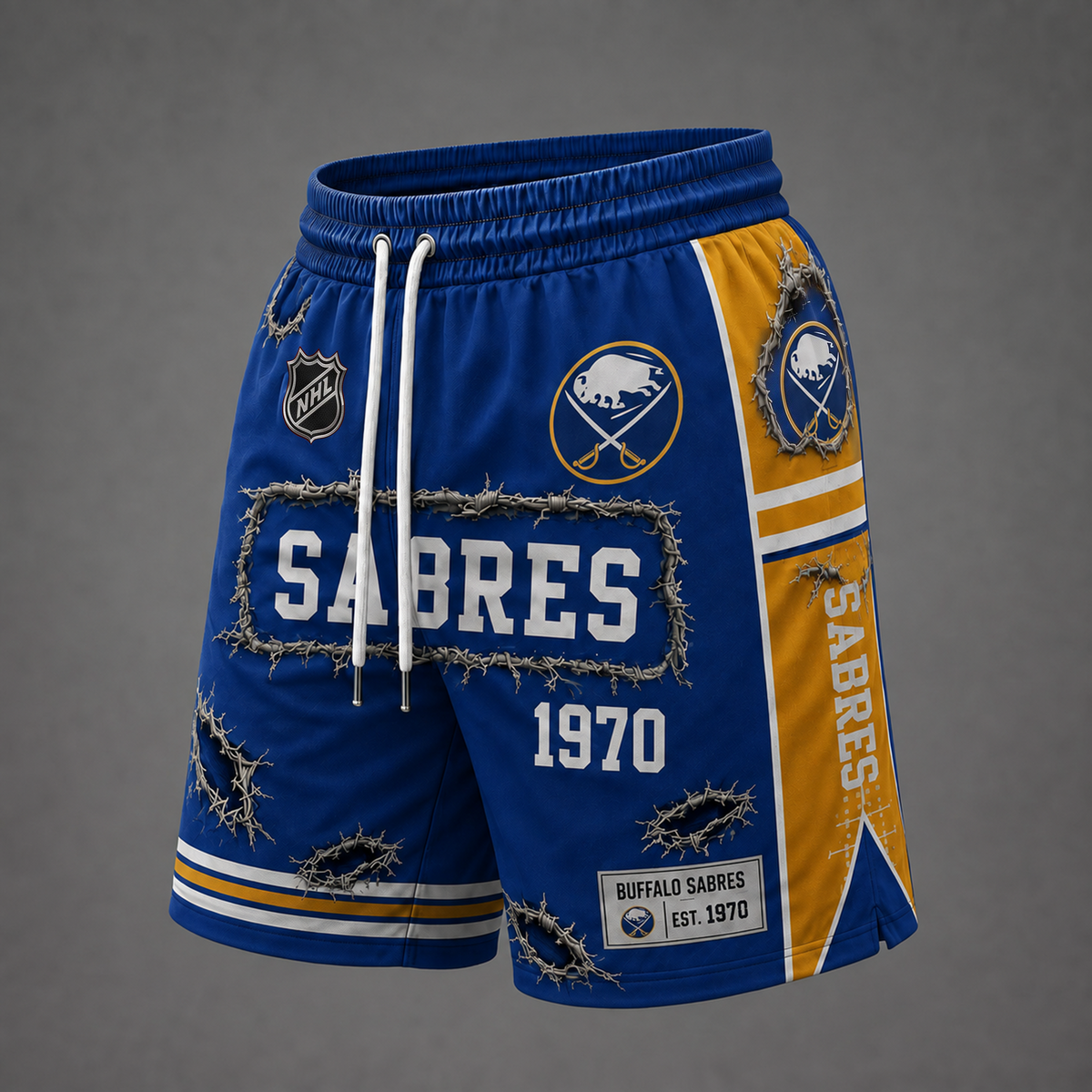 NHL x BUF Distressed Shorts