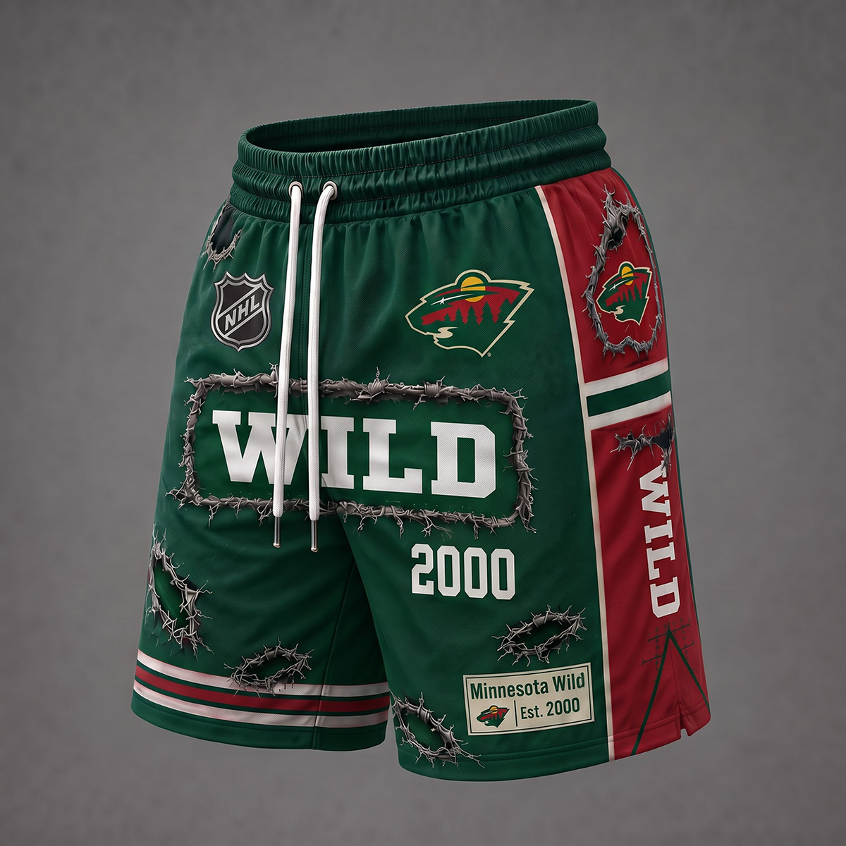 NHL x MIN Distressed Shorts