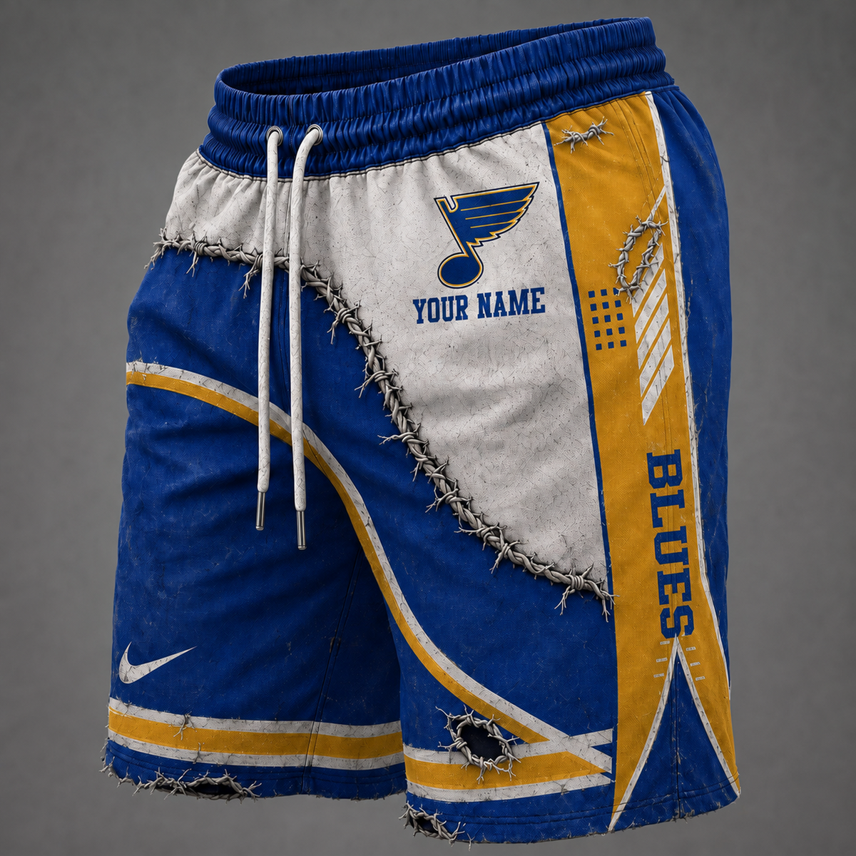 NHL x STL Distressed Custom Name Shorts