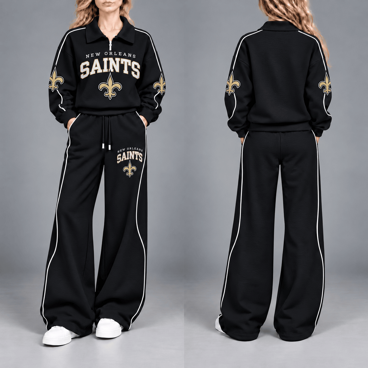 NO Premium NFL Team Pride Contrast Piping Quarter-Zip + Pants
