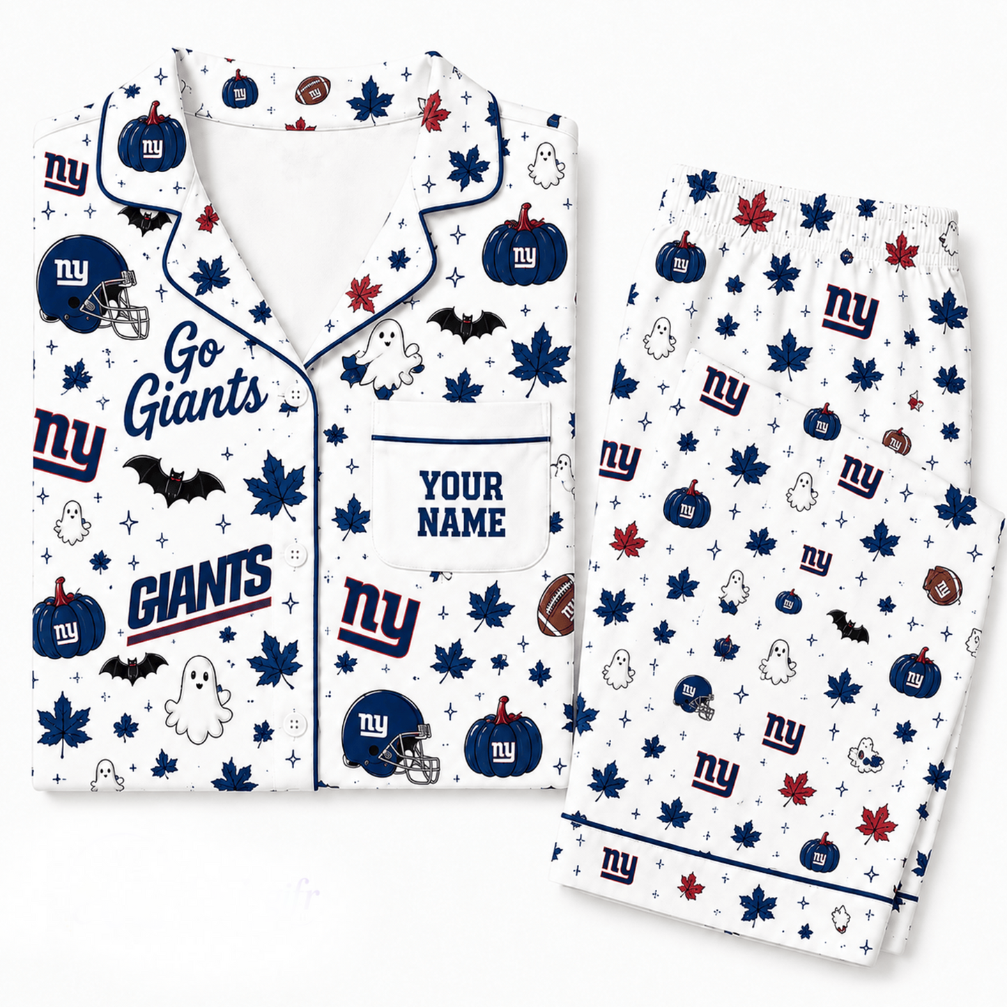 NYG x NFL Halloween Personalized Set Long Pajamas
