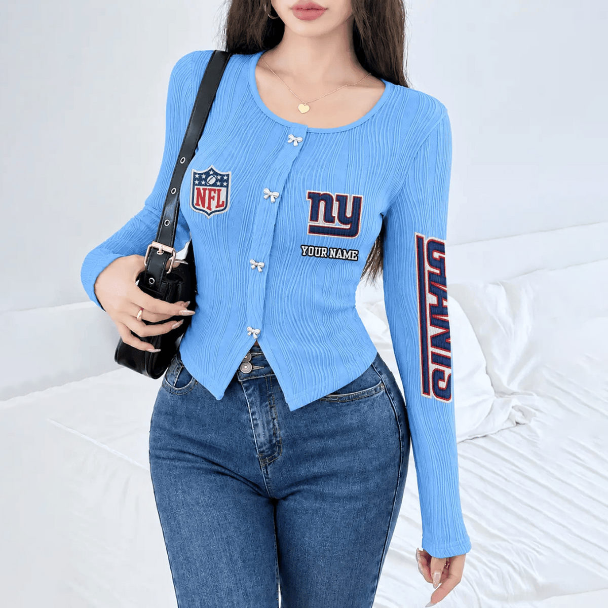NYG x NFL Women's Long Sleeve Button Front Cardigan
