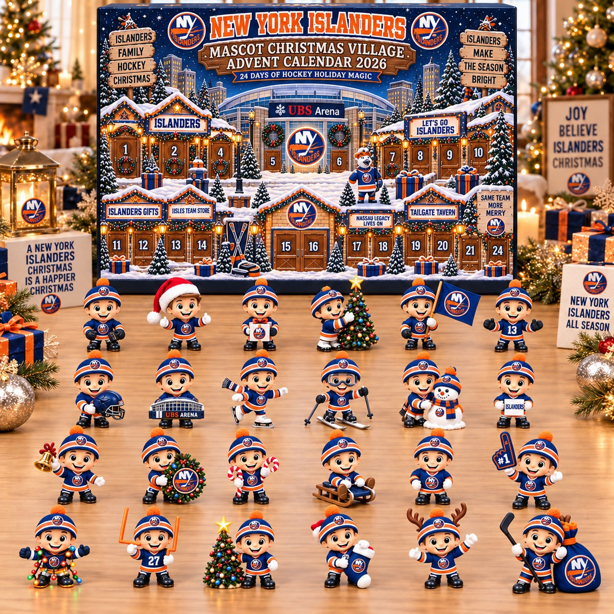 NYI x NHL Mascot Christmas Village Advent Calendar Blink Box