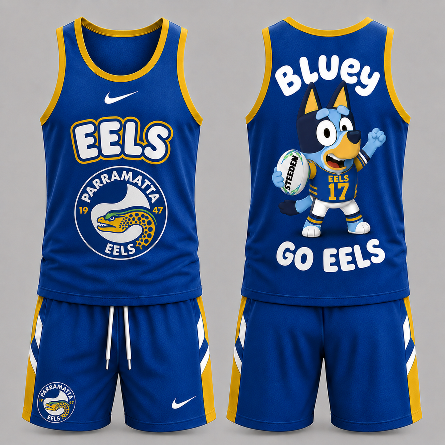 PAR Premium NRL Game Day Cartoon Character Sleeveless Tank Top & Shorts Set
