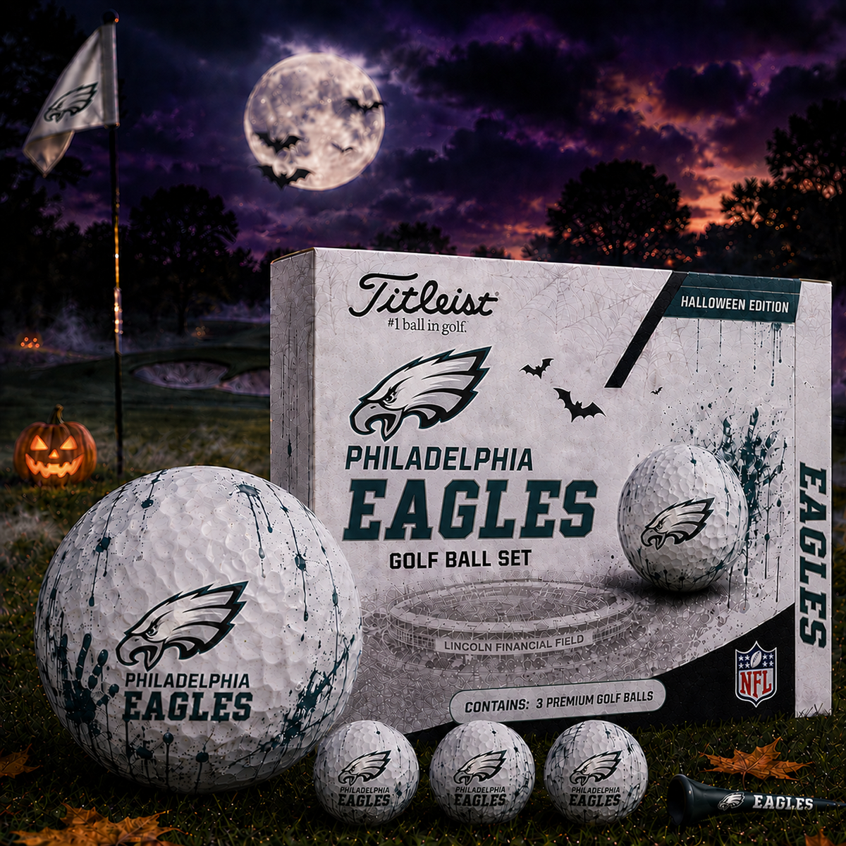 PHI x NFL Halloween Edition Golf Ball Set – 3 Premium Golf Balls