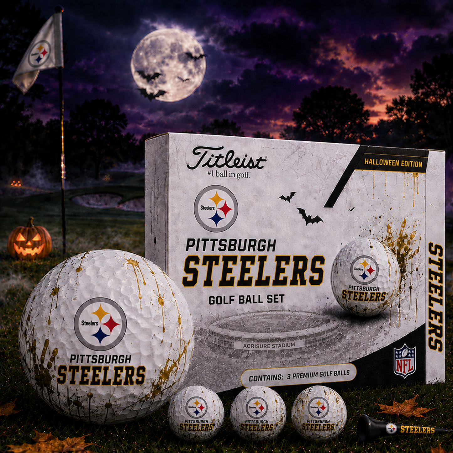 PIT x NFL Halloween Edition Golf Ball Set – 3 Premium Golf Balls
