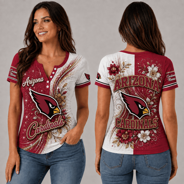 PREMIUM NFL X AC EXCLUSIVE Personalized FLORAL Women’s Button V-Neck Shirt Gifts For Fan - Limited Edition