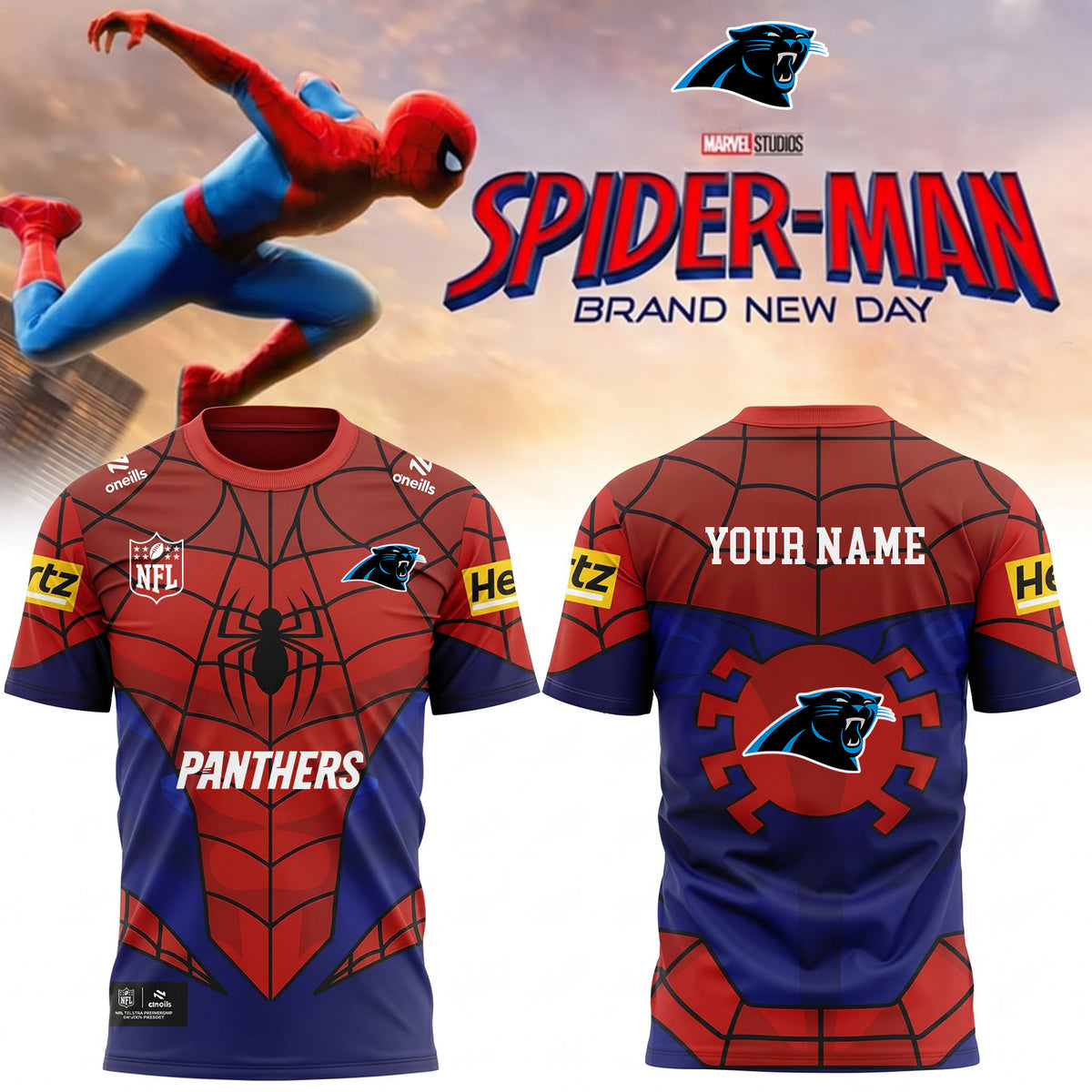 PREMIUM NFL X CAR EXCLUSIVE PERSONALIZED SPIDER-MAN SHIRT