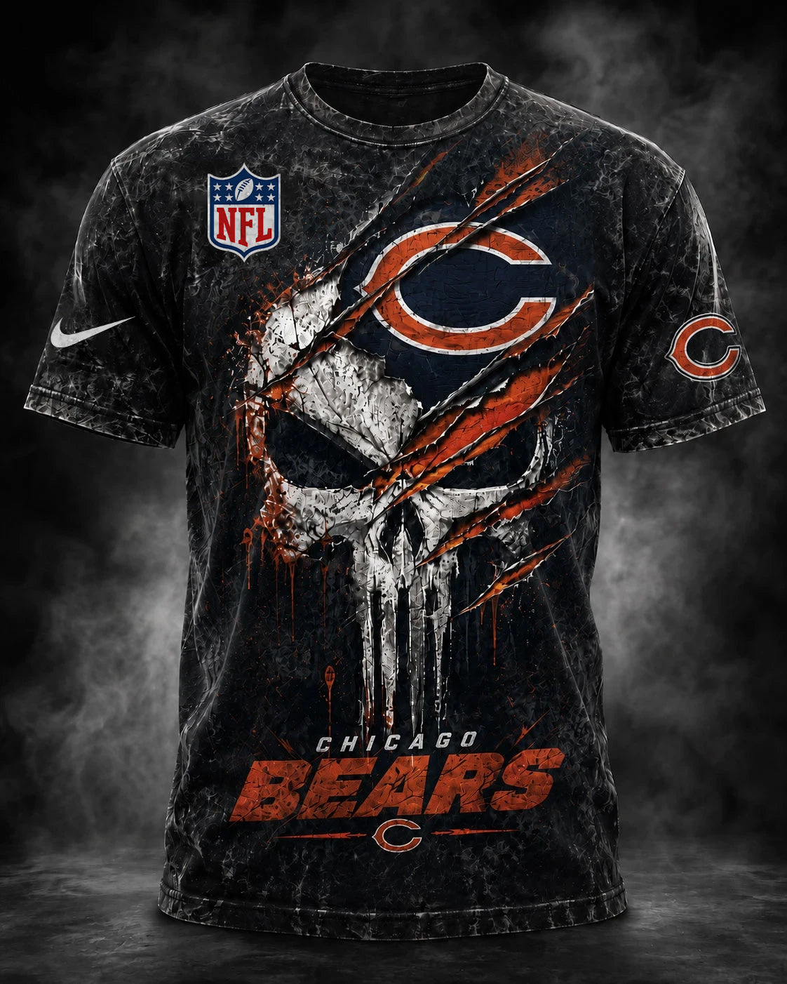 PREMIUM NFL X CHI EXCLUSIVE OLD-SKULL 3D Tshirt LIMITED EDITION
