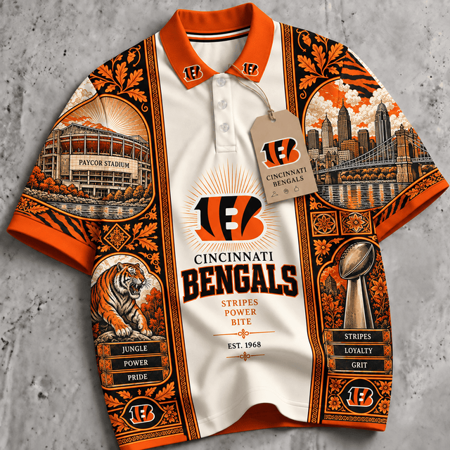 PREMIUM NFL X CIN EXCLUSIVE RETRO VINTAGE POLO SHIRT LIMITED EDITION