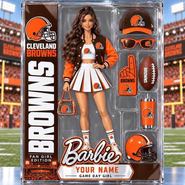 PREMIUM NFL X CLE Barbie PERSONALIZED Acrylic Block Plaque Gifts For Fan - Limited Edition
