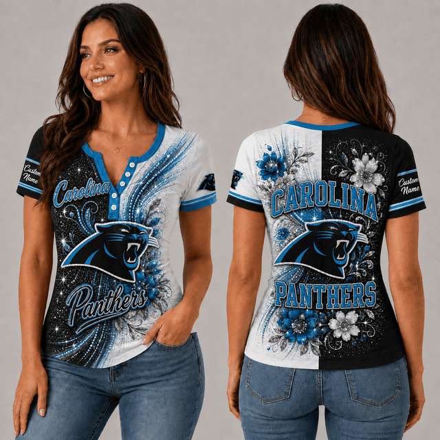 PREMIUM NFL X CP EXCLUSIVE Personalized FLORAL Women’s Button V-Neck Shirt Gifts For Fan - Limited Edition