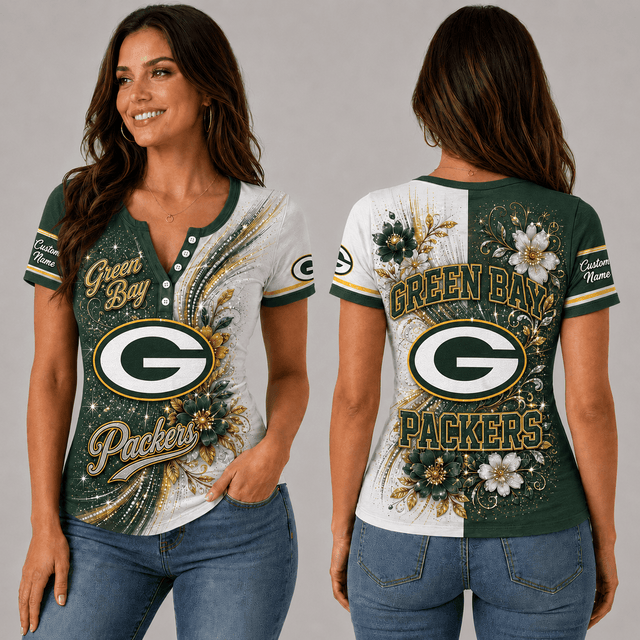 PREMIUM NFL X GBP EXCLUSIVE Personalized FLORAL Women’s Button V-Neck Shirt Gifts For Fan - Limited Edition
