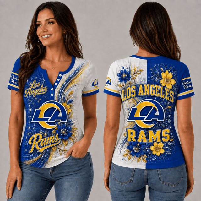 PREMIUM NFL X LAR EXCLUSIVE Personalized FLORAL Women’s Button V-Neck Shirt Gifts For Fan - Limited Edition
