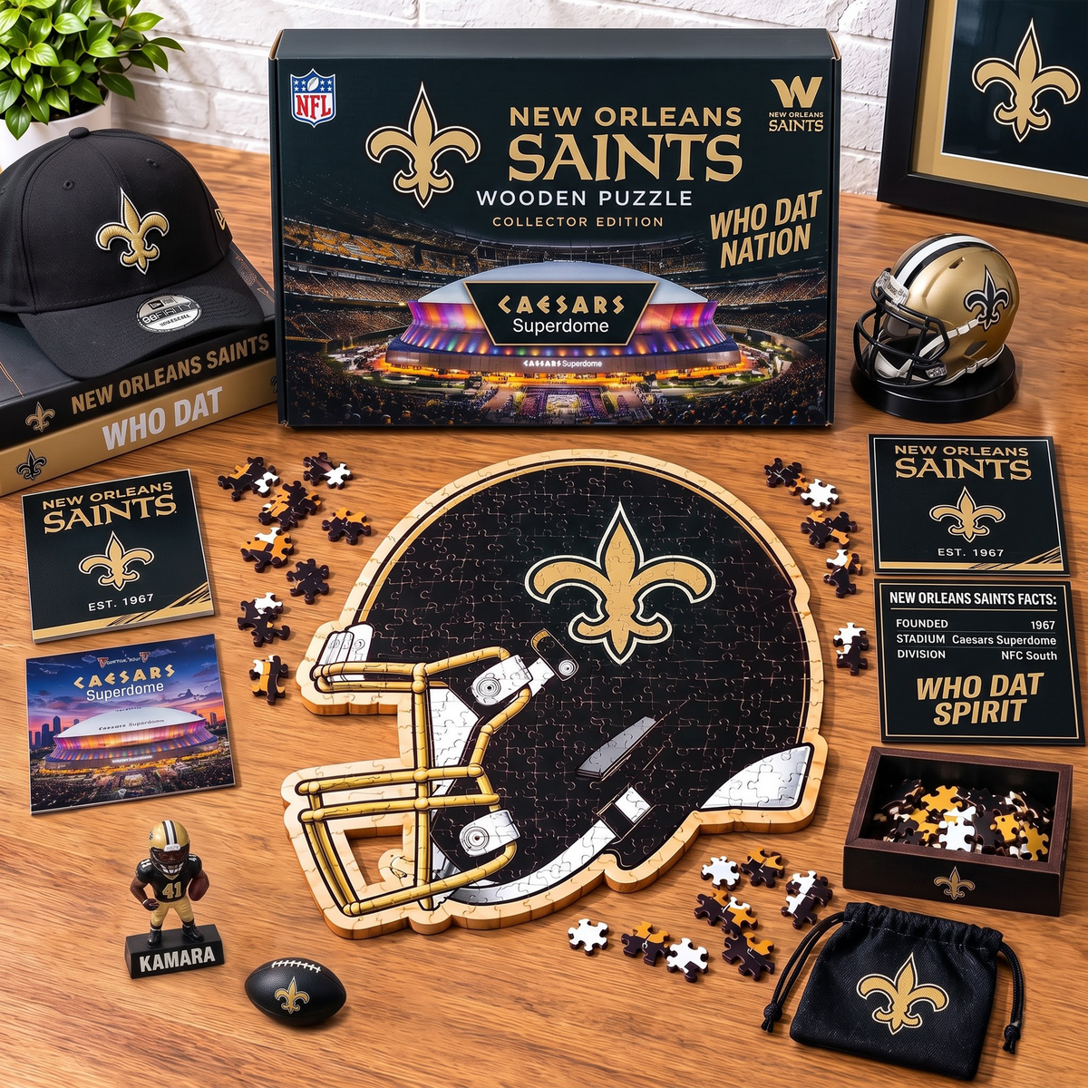 PREMIUM NFL X NOS EXCLUSIVE Helmet - Wooden Puzzle Gift For Fan Limited Edition