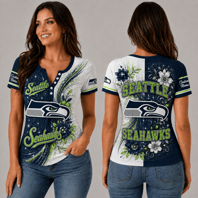 PREMIUM NFL X SS EXCLUSIVE Personalized FLORAL Women’s Button V-Neck Shirt Gifts For Fan - Limited Edition