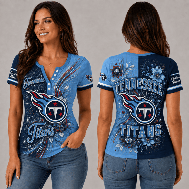 PREMIUM NFL X TT EXCLUSIVE Personalized FLORAL Women’s Button V-Neck Shirt Gifts For Fan - Limited Edition