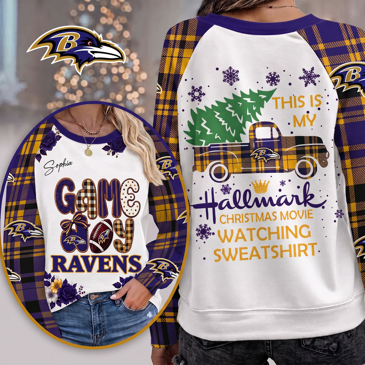 PREMIUM NFL x BR EXCLUSIVE PERSONALIZED Cozy Round Neck Raglan Sleeve Sweatshirt